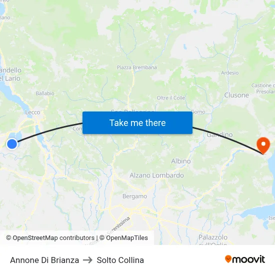 Annone di Brianza to Solto Collina map