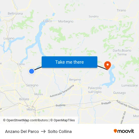 Anzano Del Parco to Solto Collina map