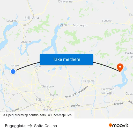 Buguggiate to Solto Collina map