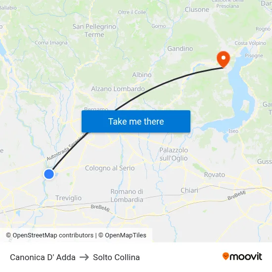 Canonica d'Adda to Solto Collina map