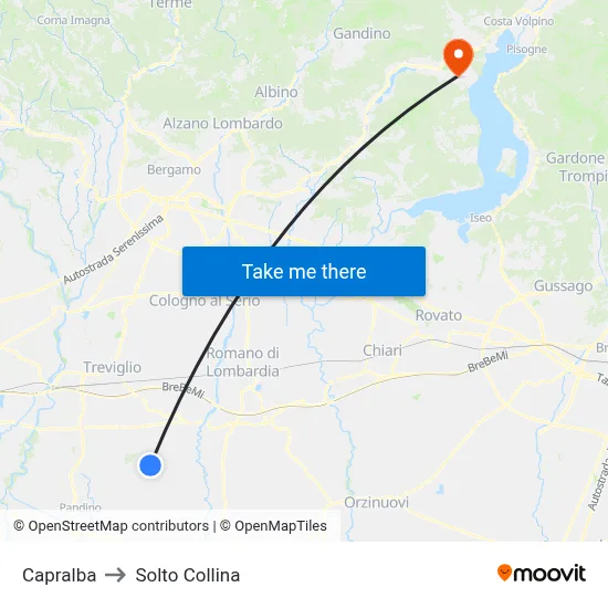 Capralba to Solto Collina map