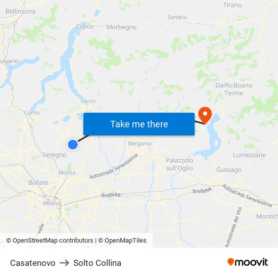 Casatenovo to Solto Collina map