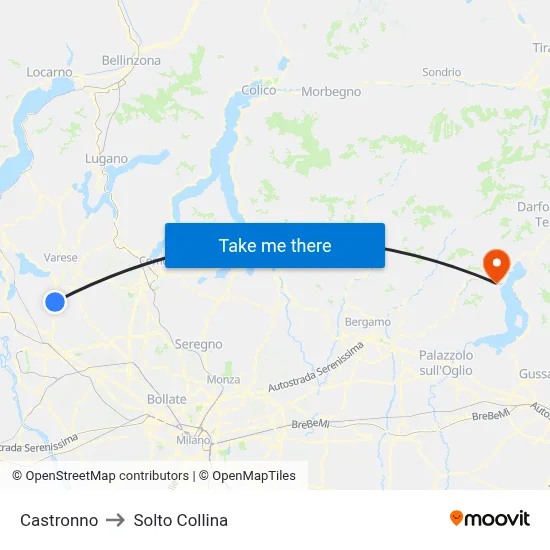 Castronno to Solto Collina map