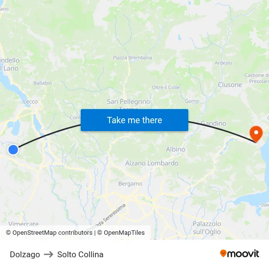 Dolzago to Solto Collina map