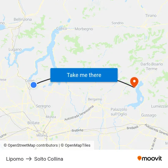 Lipomo to Solto Collina map
