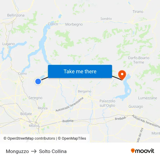 Monguzzo to Solto Collina map
