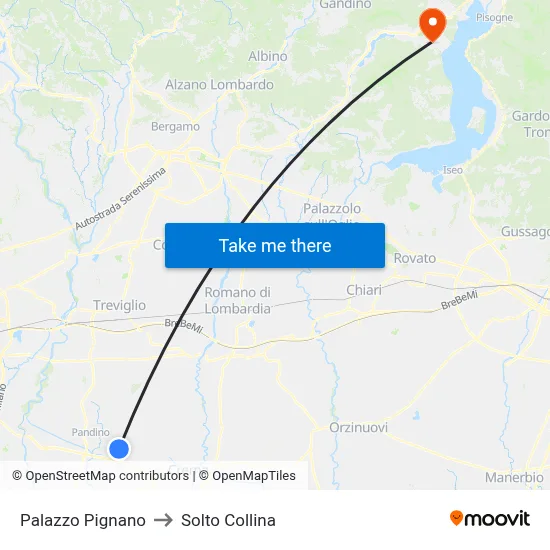 Palazzo Pignano to Solto Collina map