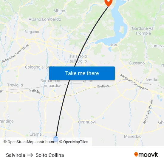 Salvirola to Solto Collina map