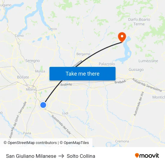 San Giuliano Milanese to Solto Collina map
