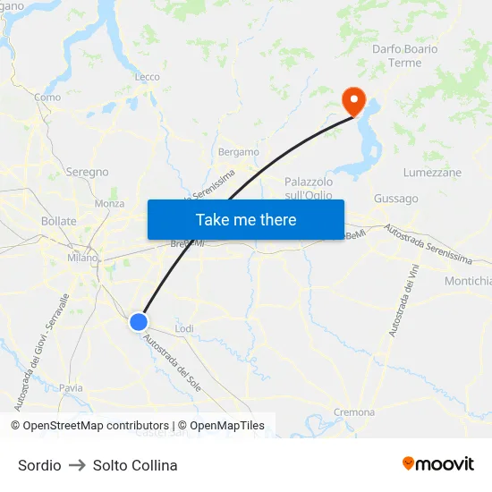 Sordio to Solto Collina map