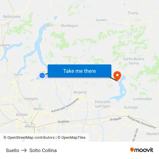 Suello to Solto Collina map