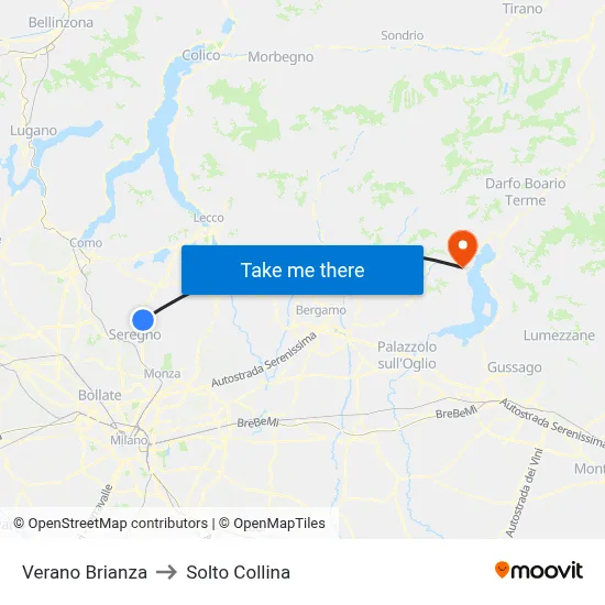 Verano Brianza to Solto Collina map