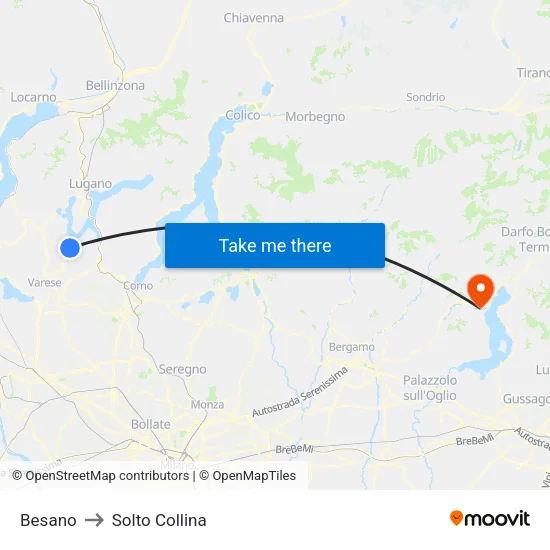 Besano to Solto Collina map