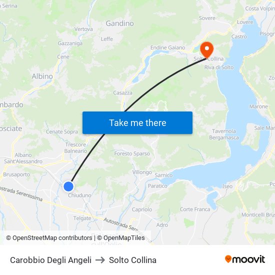 Carobbio Degli Angeli to Solto Collina map