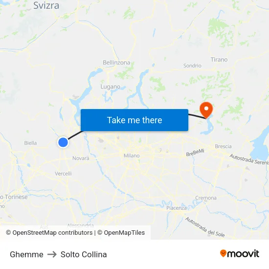 Ghemme to Solto Collina map