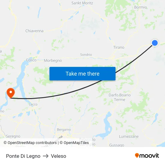 Ponte Di Legno to Veleso map