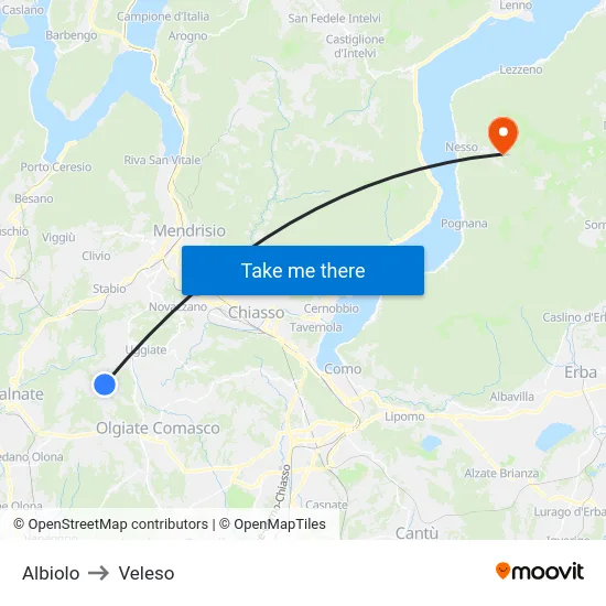 Albiolo to Veleso map