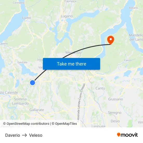 Daverio to Veleso map