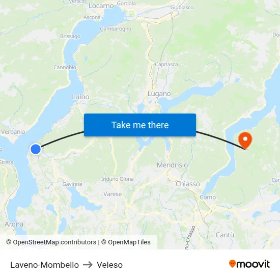 Laveno-Mombello to Veleso map