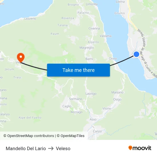 Mandello Del Lario to Veleso map