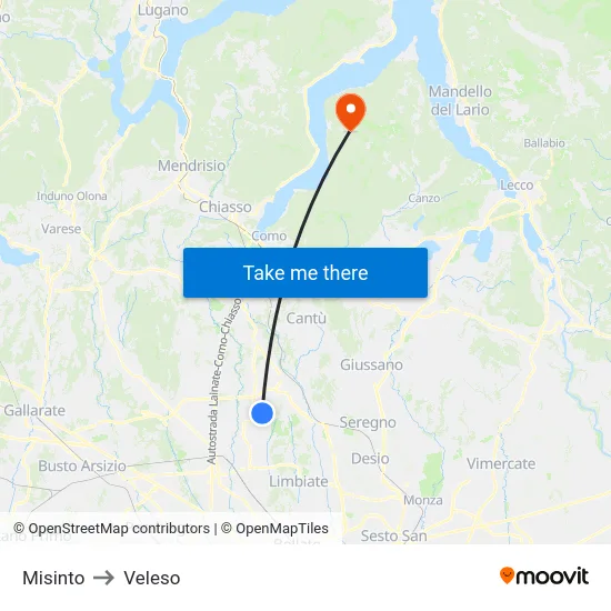 Misinto to Veleso map