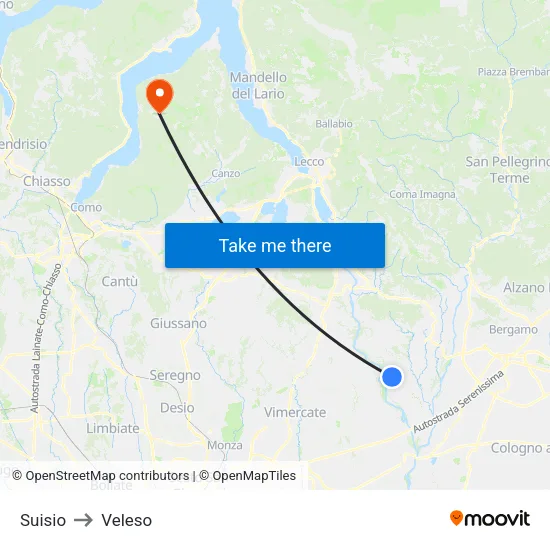 Suisio to Veleso map