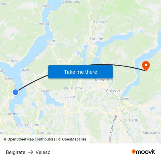 Belgirate to Veleso map