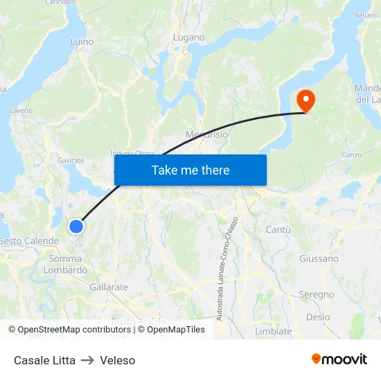 Casale Litta to Veleso map