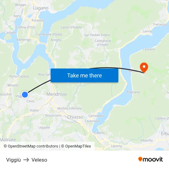 Viggiù to Veleso map