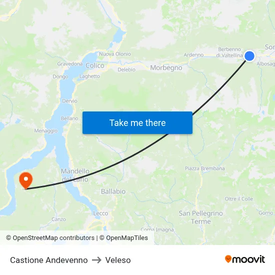 Castione Andevenno to Veleso map