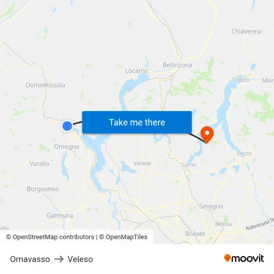 Ornavasso to Veleso map