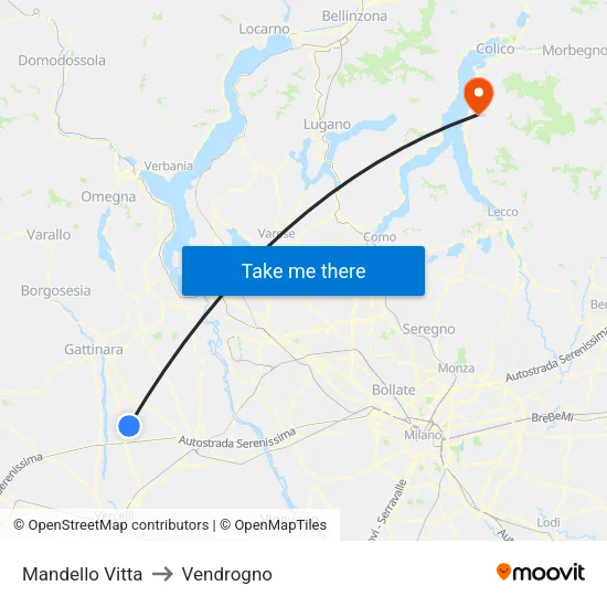 Mandello Vitta to Vendrogno map