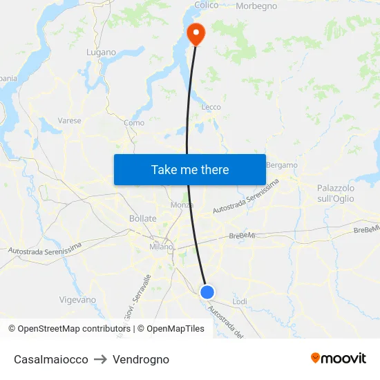 Casalmaiocco to Vendrogno map