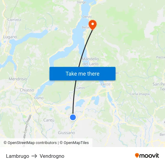 Lambrugo to Vendrogno map