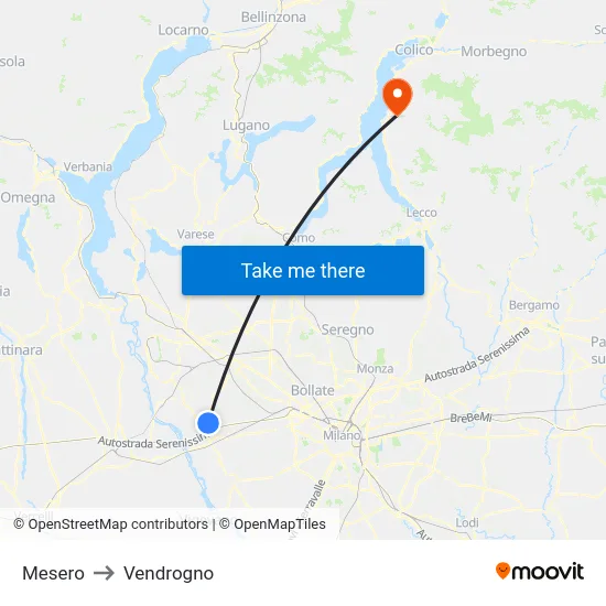 Mesero to Vendrogno map