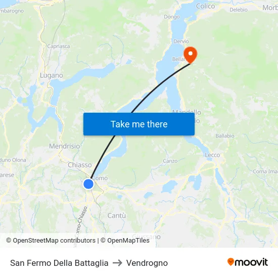 San Fermo Della Battaglia to Vendrogno map