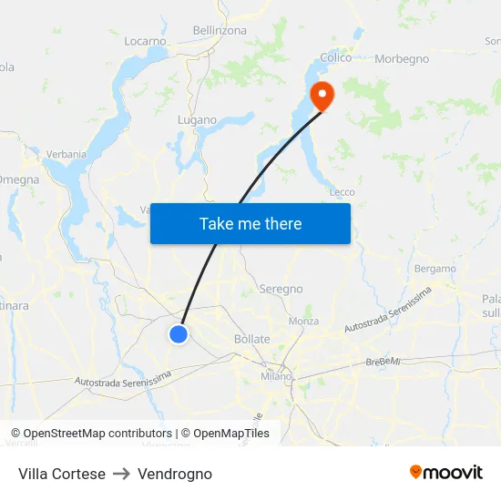 Villa Cortese to Vendrogno map