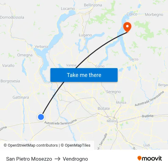 San Pietro Mosezzo to Vendrogno map