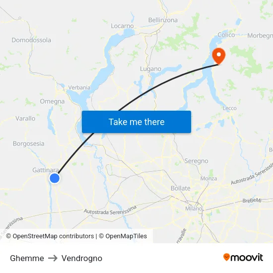 Ghemme to Vendrogno map
