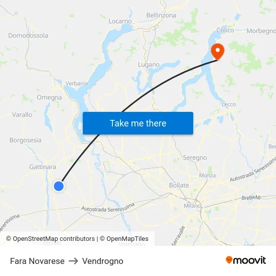 Fara Novarese to Vendrogno map
