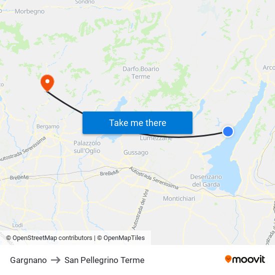 Gargnano to San Pellegrino Terme map