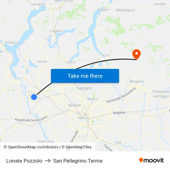 Lonate Pozzolo to San Pellegrino Terme map