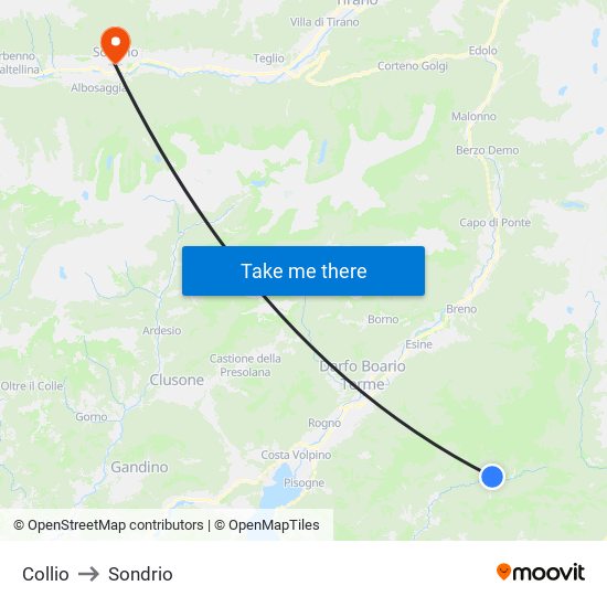 Collio to Sondrio map