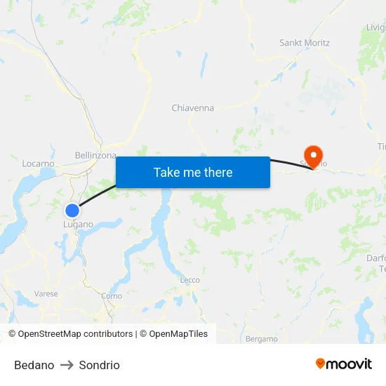 Bedano to Sondrio map