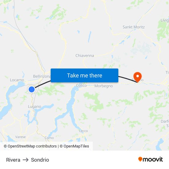 Rivera to Sondrio map