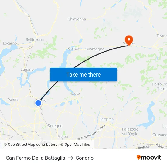 San Fermo Della Battaglia to Sondrio map