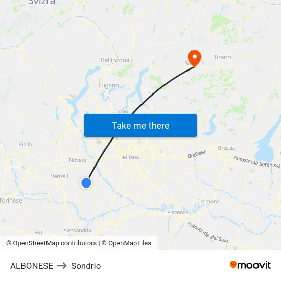 ALBONESE to Sondrio map