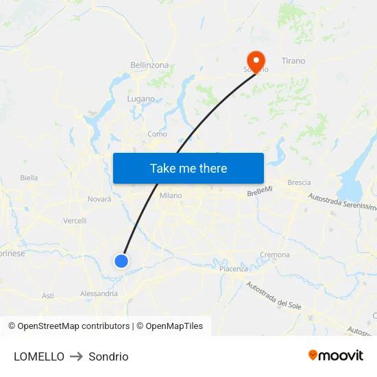 Lomello to Sondrio map
