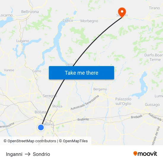 Inganni to Sondrio map