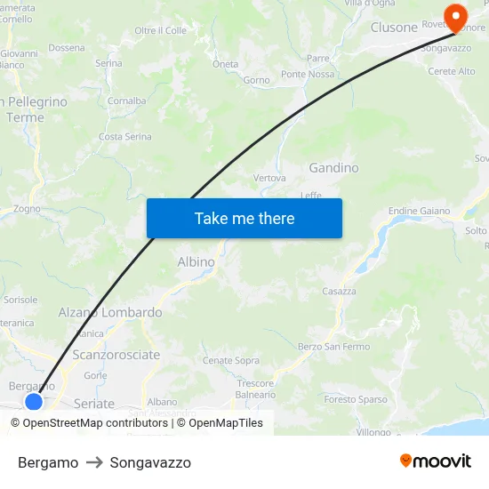 Bergamo to Songavazzo map